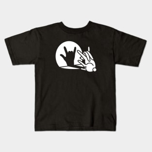 Funny rabbit shadow hand cartoon ROCK music METAL Kids T-Shirt